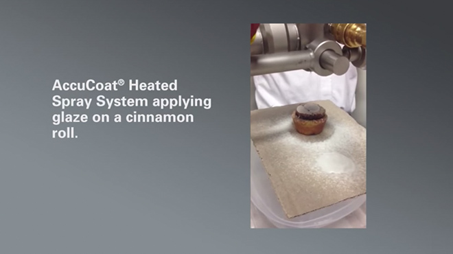 AccuCoat System for Applying Glaze on Cinnamon Rolls